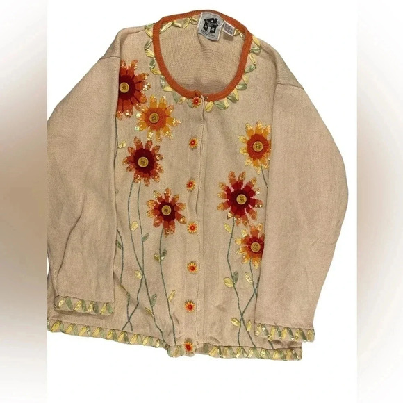 💥HOST PICK💥 Storybook Knits Size 2X Floral Design  Button Up Sweater Cardigan - Picture 8 of 11
